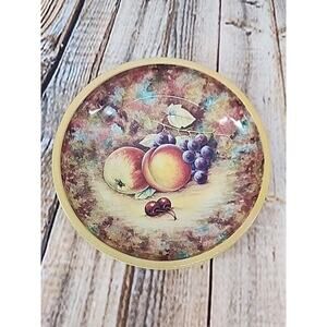 Vintage Daher Decorated Ware Tin Plates Fruit Design 6 1/4" Diameter England